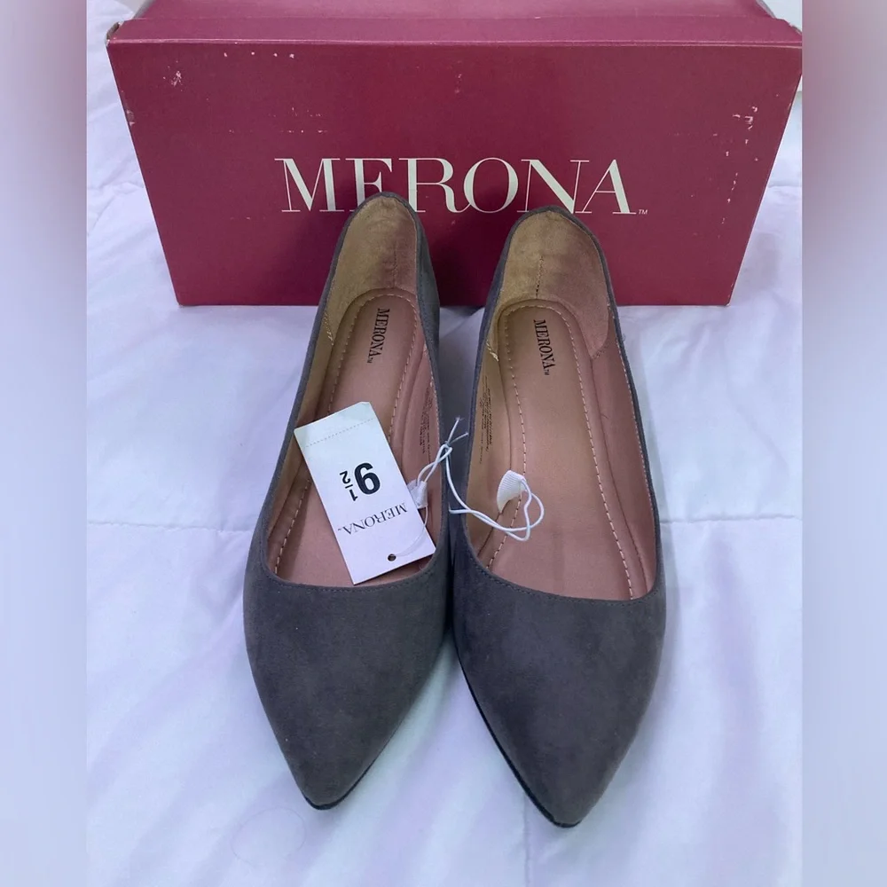 Merona Women's Gray Pointed Toe Flats Size 9.5 (NWT) - Picture 1 of 6